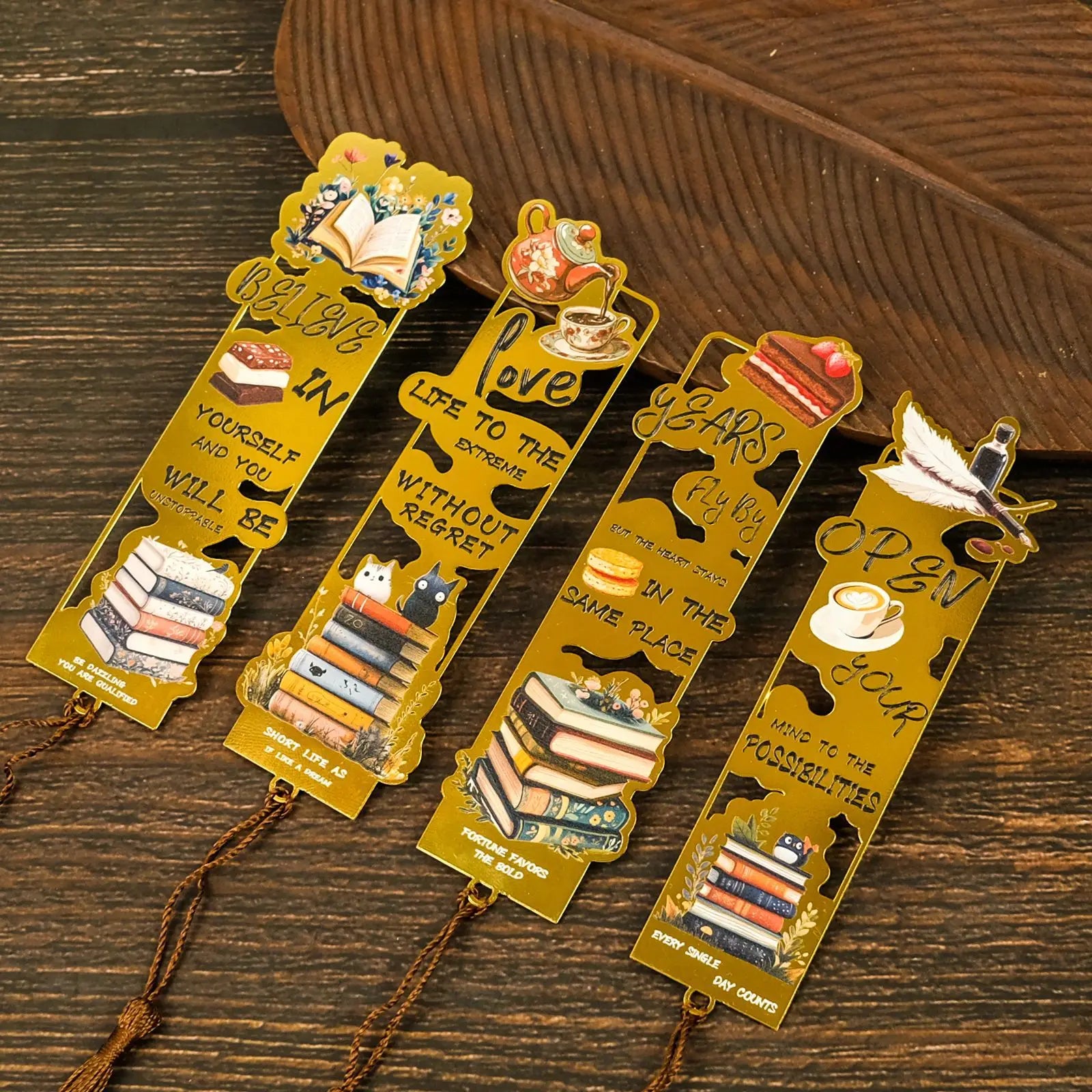 Advanced Texture Metal Bookmark Positive Energy Inspirational English Bookmark Reading Stationery Exquisite Birthday Gifts