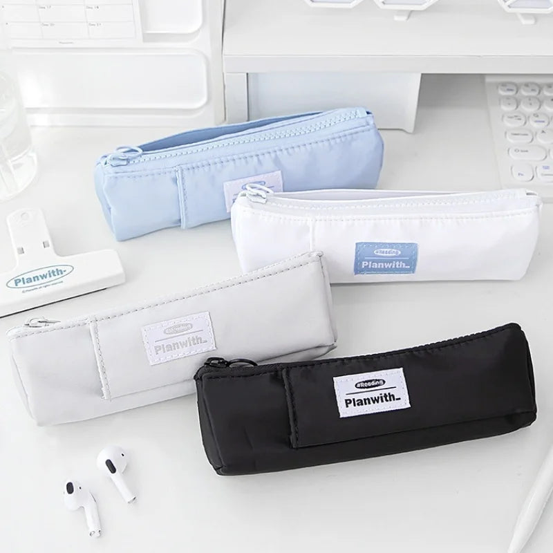 Pencil Bag Large Capacity Simple Cute Pencil Case Large Capacity Multifunctional Canvas Pen Box Desktop Stationery Organizer
