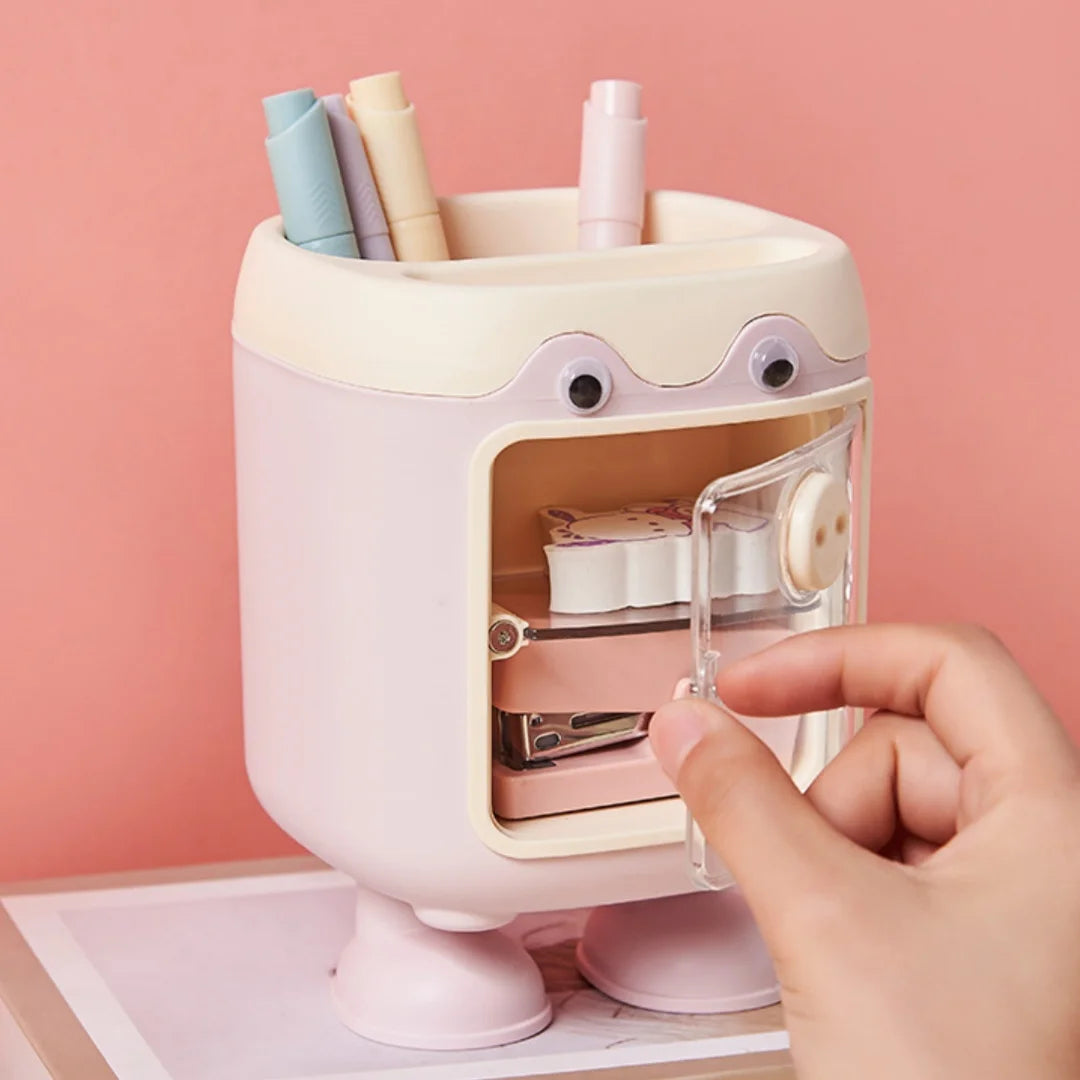 1PC Kawaii Pig Pen Pencil Pot Holder Brush Storage Container Desk Organizer Multifunction washi tape Stationery Office Supplies