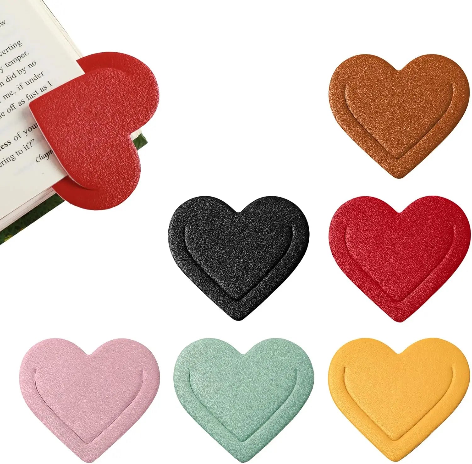Love shape bookmarks cross-border simple PU leather portable book page clip student book corner protection sleeve